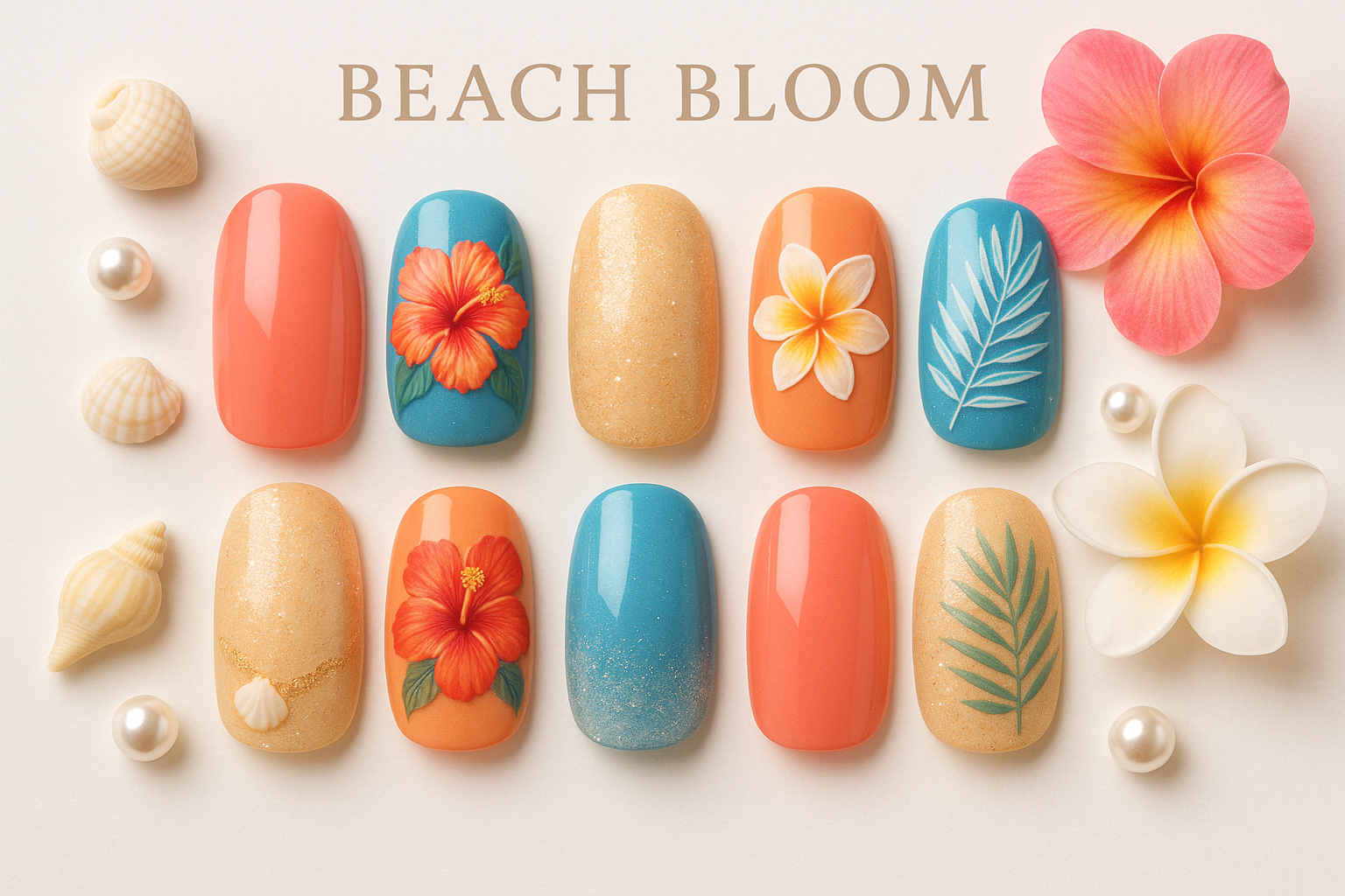 Beach bloom collection press on nails for Nails12sn.store